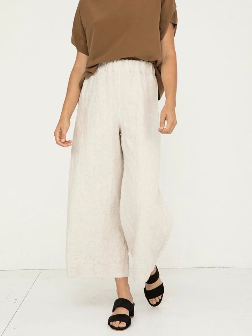 ELIZABETH SUZANN Florence Wide Leg Linen pants in Salt - M,R